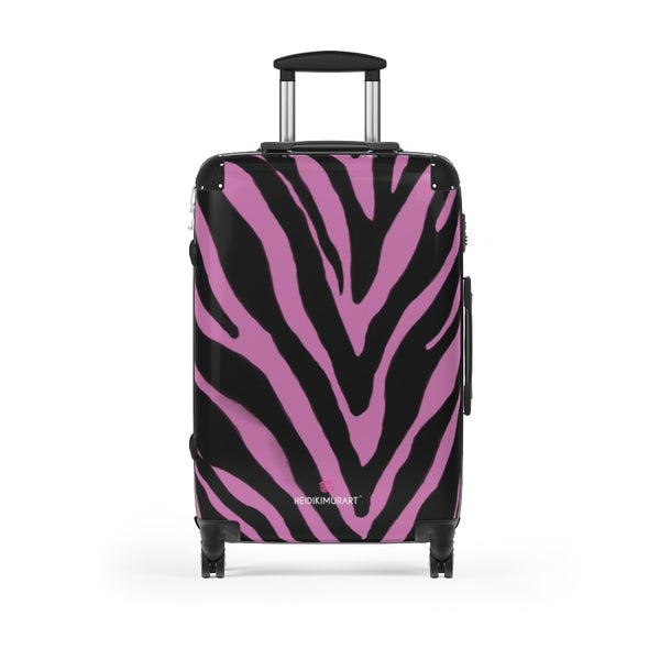 Pink Black Zebra Print Suitcases, Animal Print Designer Suitcase Luggage (Small, Medium, Large) Unique Cute Spacious Versatile and Lightweight Carry-On or Checked In Suitcase, Best Personal Superior Designer Adult's Travel Bag Custom Luggage - Gift For Him or Her - Made in USA/ UK