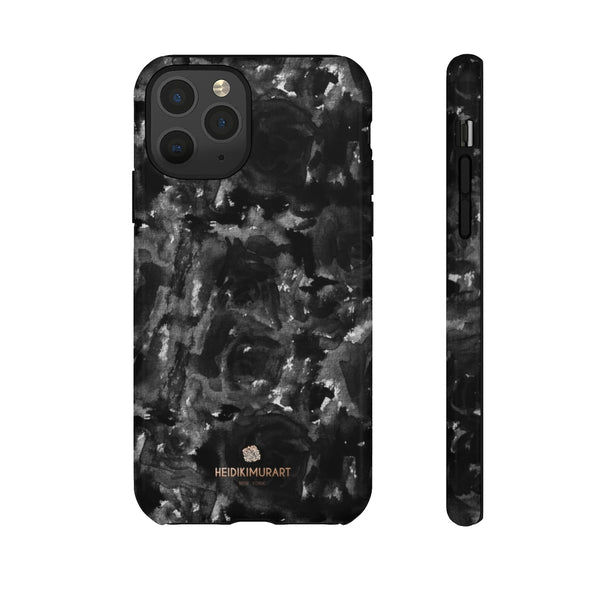 Black Rose Floral Tough Cases, Abstract Print Best Designer Phone Case-Made in USA-Phone Case-Printify-iPhone 11 Pro-Glossy-Heidi Kimura Art LLC