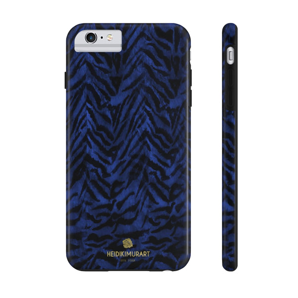 Dark Blue Tiger Striped Phone Case, Animal Print Case Mate Tough Phone Cases-Made in USA - Heidikimurart Limited 
