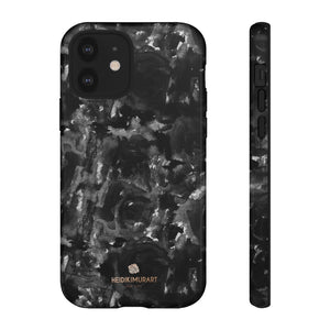 Black Rose Floral Tough Cases, Abstract Print Best Designer Phone Case-Made in USA-Phone Case-Printify-iPhone 12-Glossy-Heidi Kimura Art LLC