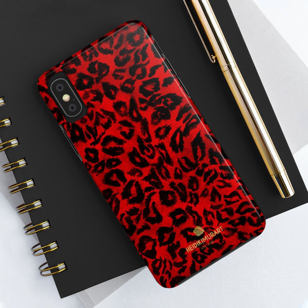 Red Leopard Print Phone Case, Animal Print Case Mate Tough Phone Cases-Made in USA - Heidikimurart Limited 