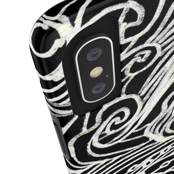 Black Waves Print Phone Case, Designer Case Mate Tough Phone Cases-Made in USA - Heidikimurart Limited 