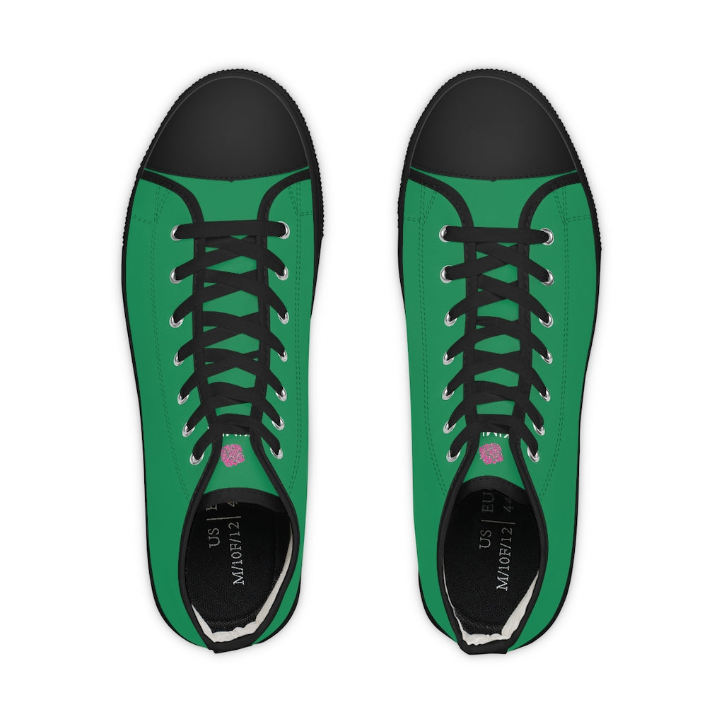 Dark Green Men's High Tops, Dark Green Modern Minimalist Solid Color Best Men's High Top Laced Up Black or White Style Breathable Fashion Canvas Sneakers Tennis Athletic Style Shoes For Men (US Size: 5-14)