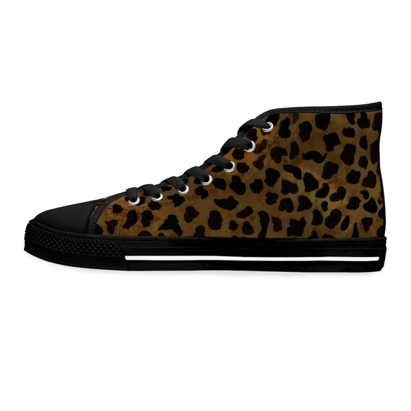 Brown Cheetah Ladies' High Tops, Animal Print Best Women's High Top Sneakers