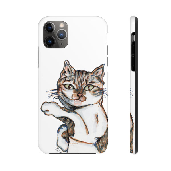 White Cat Phone Case, Peanut Meow Cat Case Mate Tough Phone Cases-Made in USA - Heidikimurart Limited 