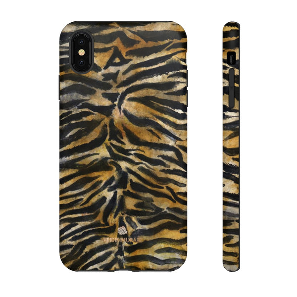 Brown Tiger Striped Tough Cases, Animal Print Best Designer Phone Case-Made in USA-Phone Case-Printify-iPhone XS MAX-Matte-Heidi Kimura Art LLC