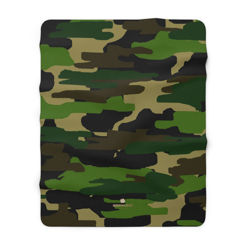 Camo Military Army Print Designer Cozy Sherpa Fleece Blanket-Made in USA-Blanket-60" x 80"-Heidi Kimura Art LLC