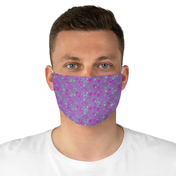 Light Purple Pink Hearts Face Mask, Adult Heart Pattern Fabric Face Mask-Made in USA-Accessories-Printify-One size-Heidi Kimura Art LLC Light Purple Hearts Face Mask, Pink Fun Valentine's Day Adult Heart Pattern Designer Fashion Face Mask For Men/ Women, Designer Premium Quality Modern Polyester Fashion 7.25" x 4.63" Fabric Non-Medical Reusable Washable Chic One-Size Face Mask With 2 Layers For Adults With Elastic Loops-Made in USA