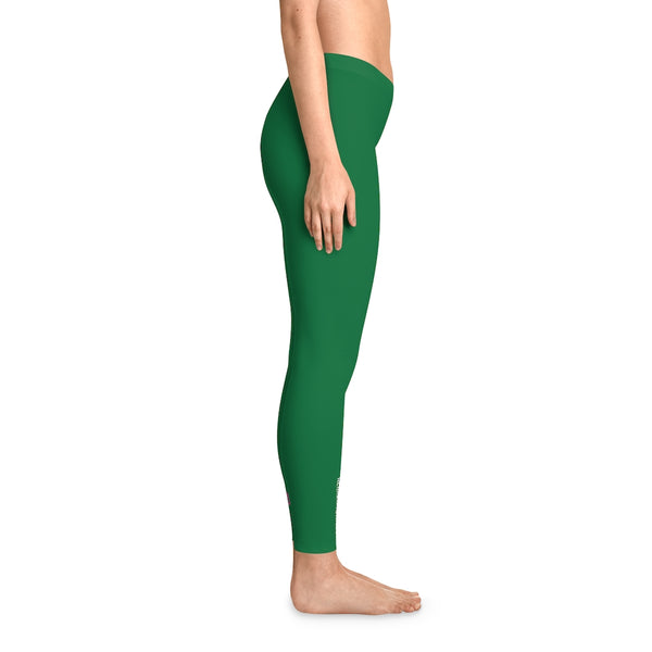 Dark Green Solid Color Tights, Green Solid Color Designer Comfy Women's Stretchy Leggings- Made in USA