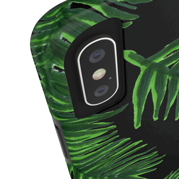 Black Palm Leaf Print Phone Case, Tropical Print Case Mate Tough Phone Cases-Made in USA - Heidikimurart Limited 