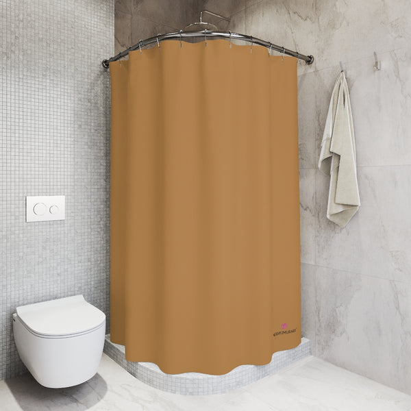 Beige Brown Polyester Shower Curtain