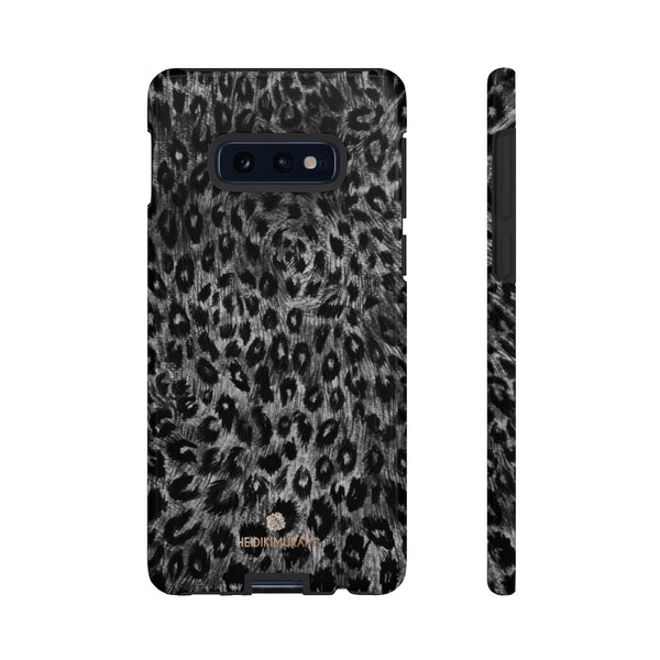 Grey Leopard Animal Print Tough Cases, Designer Phone Case-Made in USA-Phone Case-Printify-Samsung Galaxy S10E-Glossy-Heidi Kimura Art LLC