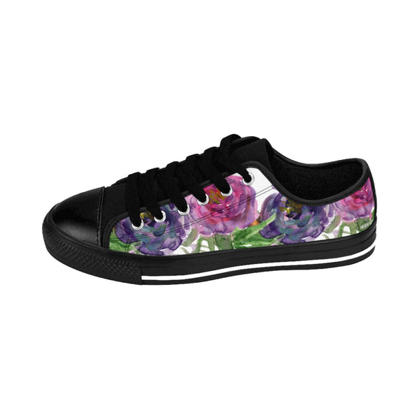 Pink Purple Rose Women's Sneakers, Flower Print Designer Low Top Women's Canvas Bright Best Quality Premium Fashion Casual Sneakers Tennis Running Athletic Shoes (US Size: 6-12) Floral Sneakers, Women's Fashion Canvas Sneakers Shoes Colorful Rose Print Tennis Shoes, Floral Sneakers & Athletic Shoes, Women's Floral Shoes, Floral Shoe For Women, Floral Canvas Sneakers, Sneakers With Flowers Print On Them, Floral Sneakers Womens