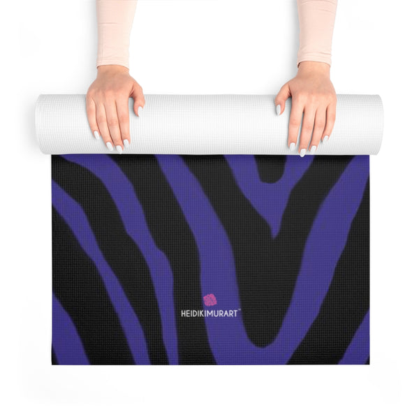 Purple Zebra Foam Yoga Mat, Purple and Black Animal Print Wild & Fun Stylish Lightweight 0.25" thick Best Designer Gym or Exercise Sports Athletic Yoga Mat Workout Equipment - Printed in USA (Size: 24″x72")