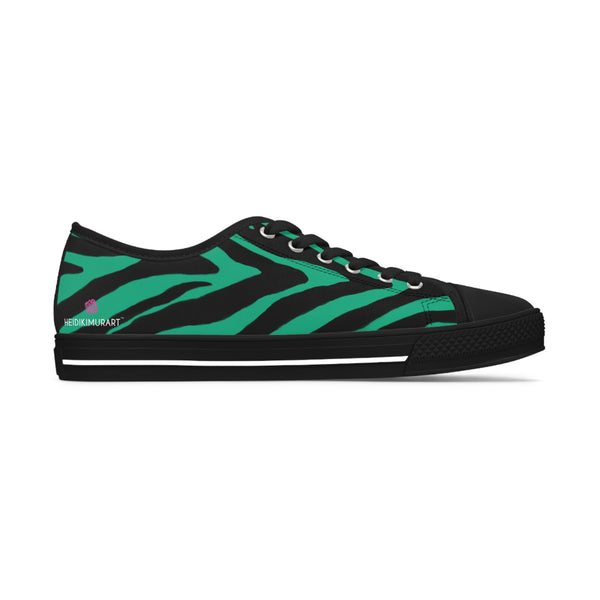 Green Zebra Print Ladies' Sneakers, Best Zebra Striped Animal Print Basic Essential Women's Low Top Sneakers Tennis Shoes, Canvas Fashion Sneakers With Durable Rubber Outsoles and Shock-Absorbing Layer and Memory Foam Insoles&nbsp;(US Size: 5.5-12)