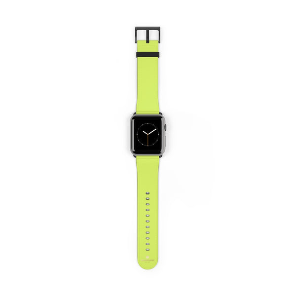 Light Green Solid Color Print 38mm/42mm Watch Band For Apple Watches- Made in USA-Watch Band-42 mm-Black Matte-Heidi Kimura Art LLC