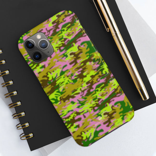 Pink Green Camo iPhone Case, Case Mate Tough Samsung Galaxy Phone Cases-Phone Case-Printify-Heidi Kimura Art LLC Pink Green Camo iPhone Case, Camouflage Army Military Print Sexy Modern Designer Case Mate Tough Phone Case For iPhones and Samsung Galaxy Devices-Printed in USA