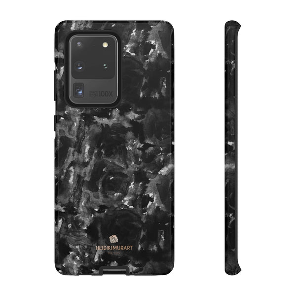 Black Rose Floral Tough Cases, Abstract Print Best Designer Phone Case-Made in USA-Phone Case-Printify-Samsung Galaxy S20 Ultra-Glossy-Heidi Kimura Art LLC