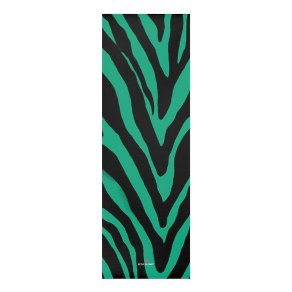 Blue Zebra Foam Yoga Mat, Blue and Black Animal Print Wild & Fun Stylish Lightweight 0.25" thick Best Designer Gym or Exercise Sports Athletic Yoga Mat Workout Equipment - Printed in USA (Size: 24″x72")
