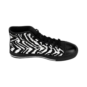 Zebra Women's Sneakers, Striped Animal Print Designer High-top Sneakers Tennis Shoes-Shoes-Printify-Black-US 9-Heidi Kimura Art LLCZebra Women's Sneakers, Striped Animal Print 5" Calf Height Women's High-Top Sneakers Running Canvas Shoes (US Size: 6-12)