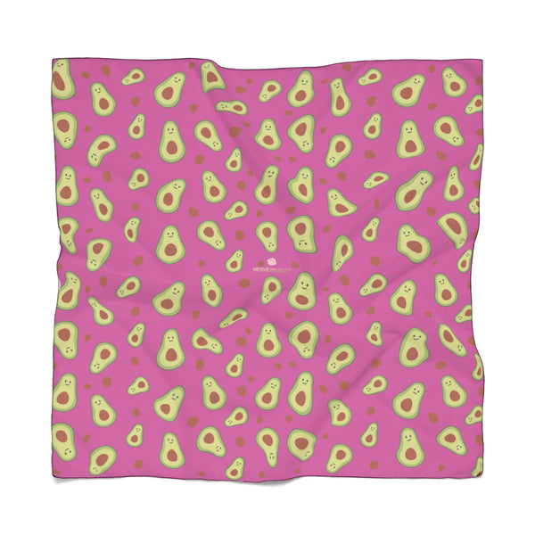 Hot Pink Avocado Poly Scarf, Vegan Inspired Lightweight Fashion Accessories- Made in USA-Accessories-Printify-Poly Voile-50 x 50 in-Heidi Kimura Art LLC