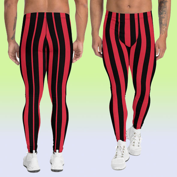 Adult Red & Black Striped Tights