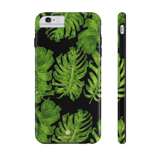 Black Tropical Leaf iPhone Case, Case Mate Tough Samsung Galaxy Phone Cases-Phone Case-Printify-iPhone 6/6s Plus Tough-Heidi Kimura Art LLC
