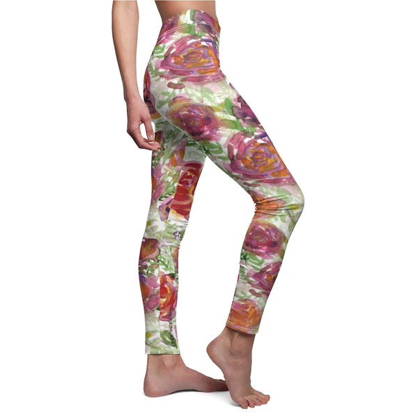 Floral Rose Print Casual Leggings