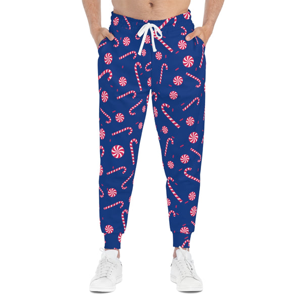 Christmas Winter Unisex Athletic Joggers, Blue Joggers For Men or Women