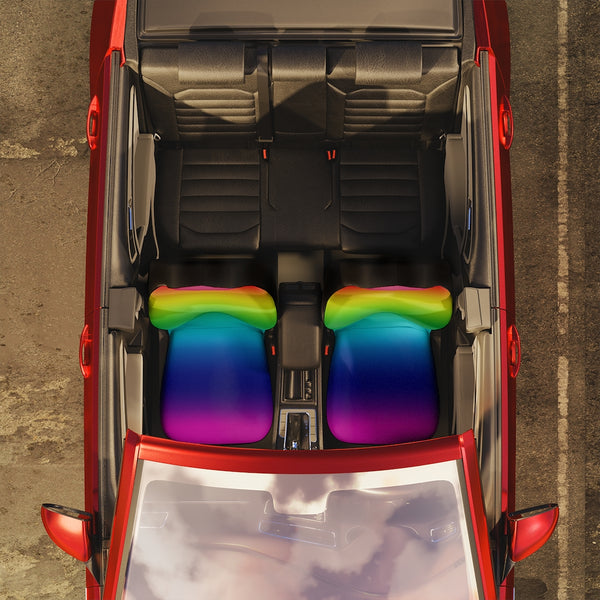 Colorful Rainbow Car Seat Covers, Rainbow Gay Pride 2-Pcs Set (48.03" × 18.50") Polyester Car Seat Covers, Best Car Accessories Essential Premium Quality Best Soft Luxury Car Seat&nbsp;- 2 Pack For Your Car Seat Protection, Car Seat Protectors, Designer Car Seat Accessories, Pair of 2 Front Seat Covers, Custom Seat Covers, Luxury Car Seat Covers, Best Car Seat Covers