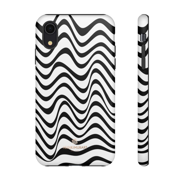 Wavy Black White Tough Cases, Designer Phone Case-Made in USA-Phone Case-Printify-iPhone XR-Matte-Heidi Kimura Art LLC