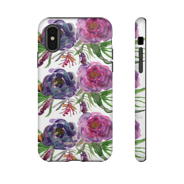 Pink Floral Print Phone Case, Roses Tough Designer Phone Case -Made in USA-Phone Case-Printify-iPhone X-Matte-Heidi Kimura Art LLC