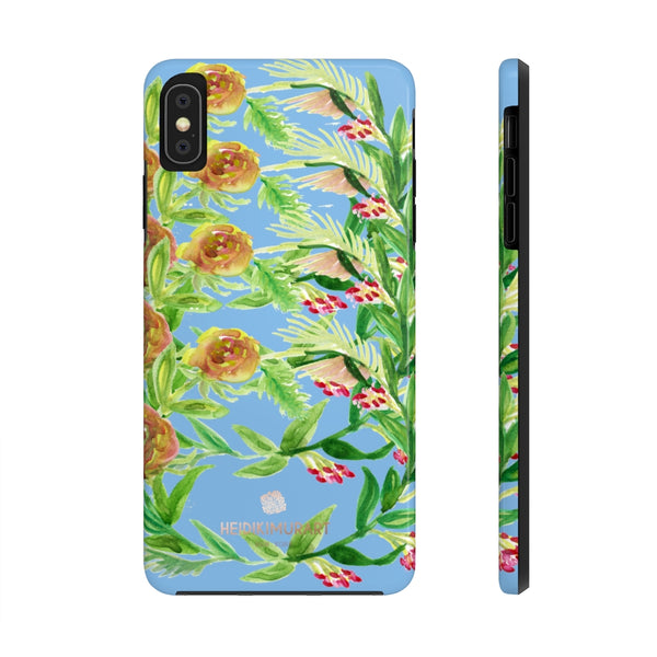 Blue Orange Floral Print Phone Case, Flower Case Mate Tough Phone Cases-Made in USA - Heidikimurart Limited 