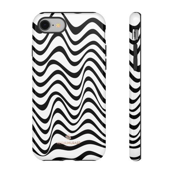 Wavy Black White Tough Cases, Designer Phone Case-Made in USA-Phone Case-Printify-iPhone 8-Glossy-Heidi Kimura Art LLC