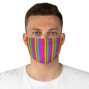 Rainbow Striped Face Mask, Designer Gay Pride Fashion Face Mask For Men/ Women, Designer Premium Quality Modern Polyester Fashion 7.25" x 4.63" Fabric Non-Medical Reusable Washable Chic One-Size Face Mask With 2 Layers For Adults With Elastic Loops-Made in USA