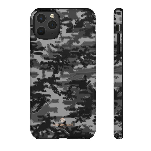 Grey Camouflage Phone Case, Army Military Print Tough Designer Phone Case -Made in USA-Phone Case-Printify-iPhone 11 Pro Max-Glossy-Heidi Kimura Art LLC