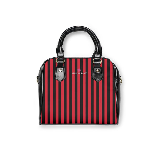 Red Black Striped Shoulder Handbag