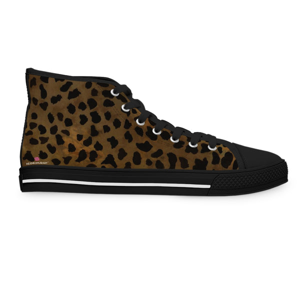 Brown Cheetah Ladies' High Tops, Animal Print Best Women's High Top Sneakers