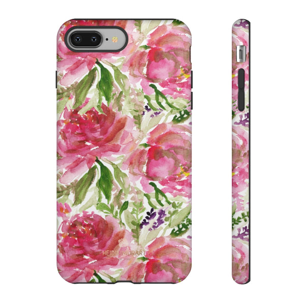 Pink Rose Floral Phone Case, Watercolor Flower Print Tough Designer Phone Case -Made in USA-Phone Case-Printify-iPhone 8 Plus-Matte-Heidi Kimura Art LLC