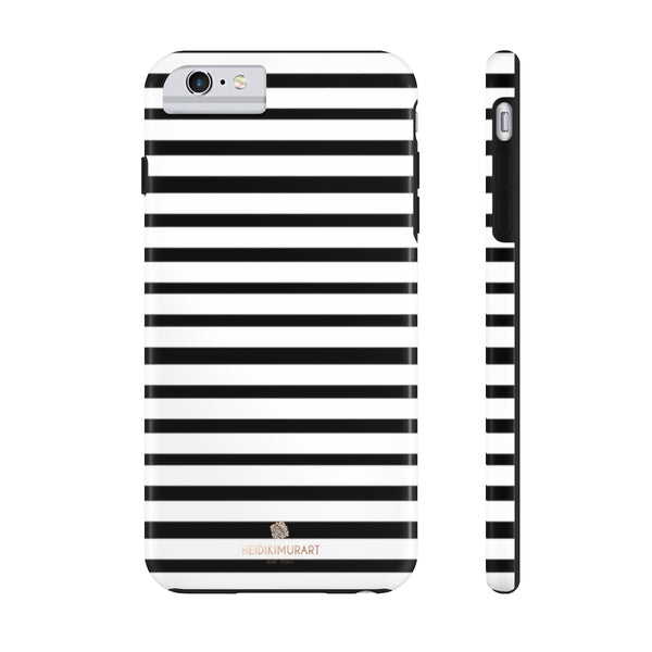 Black White Striped iPhone Case, Designer Case Mate Tough Samsung Galaxy Phone Cases-Phone Case-Printify-iPhone 6/6s Plus Tough-Heidi Kimura Art LLC