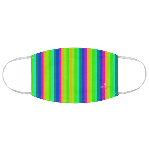 Gay Pride Striped Face Mask, Colorful Vertical Stripes Fashion Face Mask For Men/ Women, Designer Premium Quality Modern Polyester Fashion 7.25" x 4.63" Fabric Non-Medical Reusable Washable Chic One-Size Face Mask With 2 Layers For Adults With Elastic Loops-Made in USA