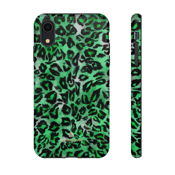 Green Leopard Phone Case, Animal Print Tough Designer Phone Case -Made in USA-Phone Case-Printify-iPhone XR-Glossy-Heidi Kimura Art LLC