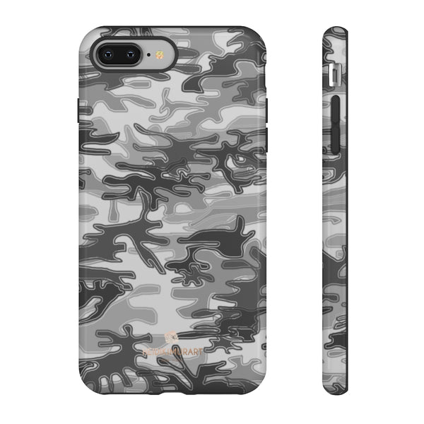 Grey Camouflage Phone Case, Army Military Print Tough Designer Phone Case -Made in USA-Phone Case-Printify-iPhone 8 Plus-Glossy-Heidi Kimura Art LLC