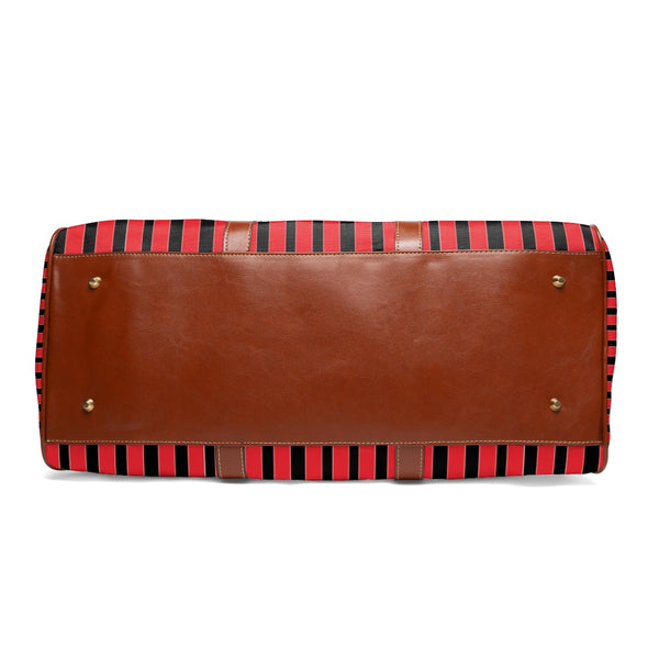 Red Striped Waterproof Travel Bag