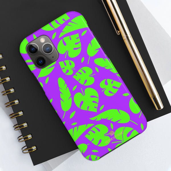 Green Colorful Tropical Leaf Print Designer Case Mate Tough Phone Cases-Made in USA - Heidikimurart Limited 