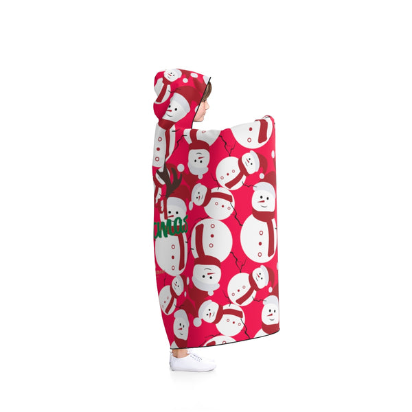 Red Festive Lightweight Christmas Red Snowman Holiday Party Hooded Blanket-Hooded Blanket-Heidi Kimura Art LLC