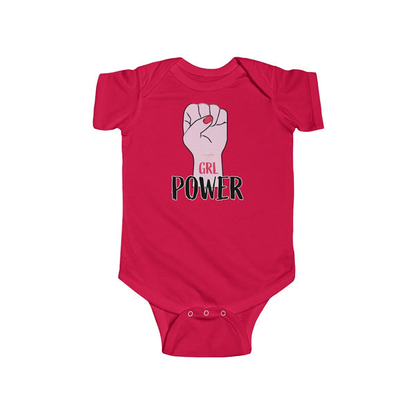 Girl Power Infant Fine Jersey Regular Fit Unisex Cute Bodysuit - Made in UK-Infant Short Sleeve Bodysuit-Red-NB-Heidi Kimura Art LLC