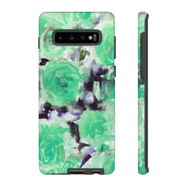 Turquoise Floral Print Tough Cases, Designer Phone Case-Made in USA-Phone Case-Printify-Samsung Galaxy S10 Plus-Glossy-Heidi Kimura Art LLC