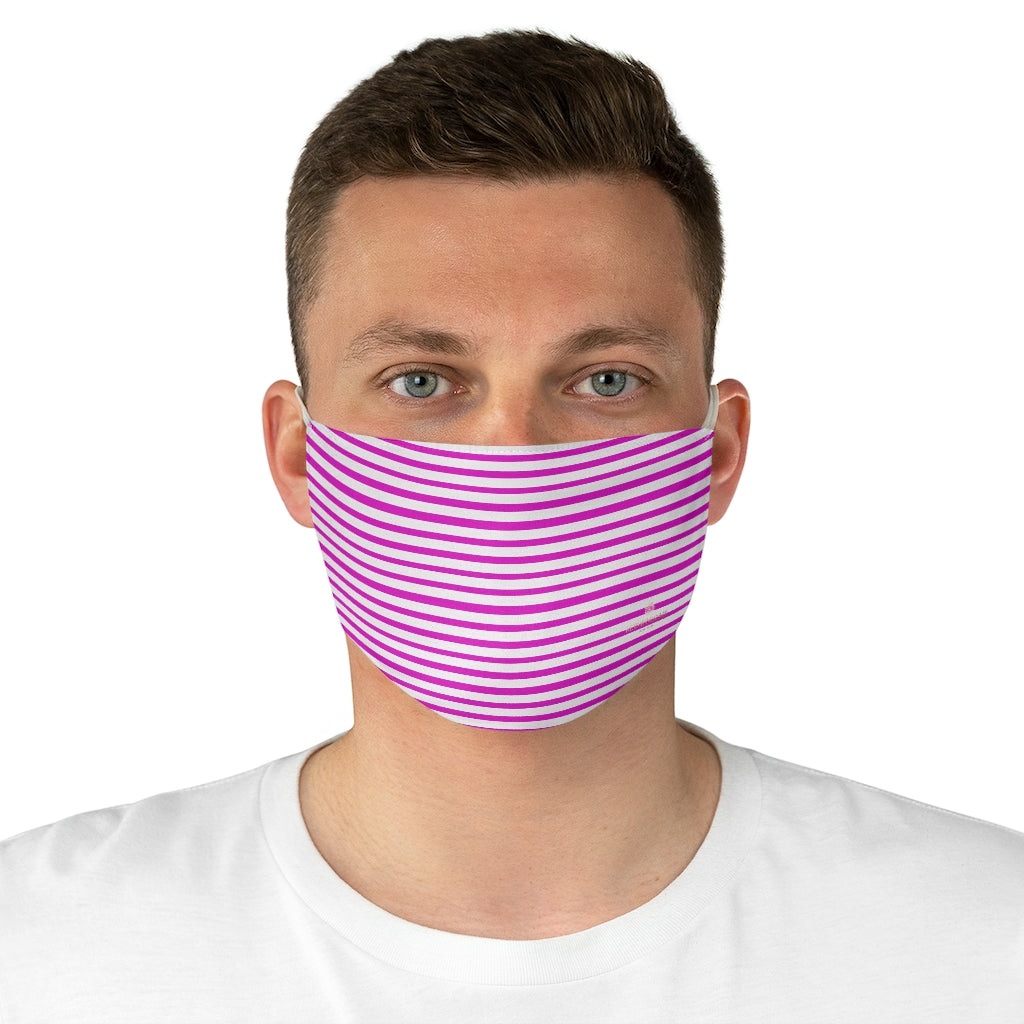 Pink Horizontally Striped Face Mask, Best Designer Horizontally Stripes Fashion Face Mask For Men/ Women, Designer Premium Quality Modern Polyester Fashion 7.25" x 4.63" Fabric Non-Medical Reusable Washable Chic One-Size Face Mask With 2 Layers For Adults With Elastic Loops-Made in USA