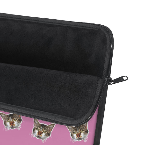 Pink Peanut Meow Cat Calico Print 12",13",15" Computer Bag Laptop Sleeve- Made in USA-Laptop Sleeve-Heidi Kimura Art LLC